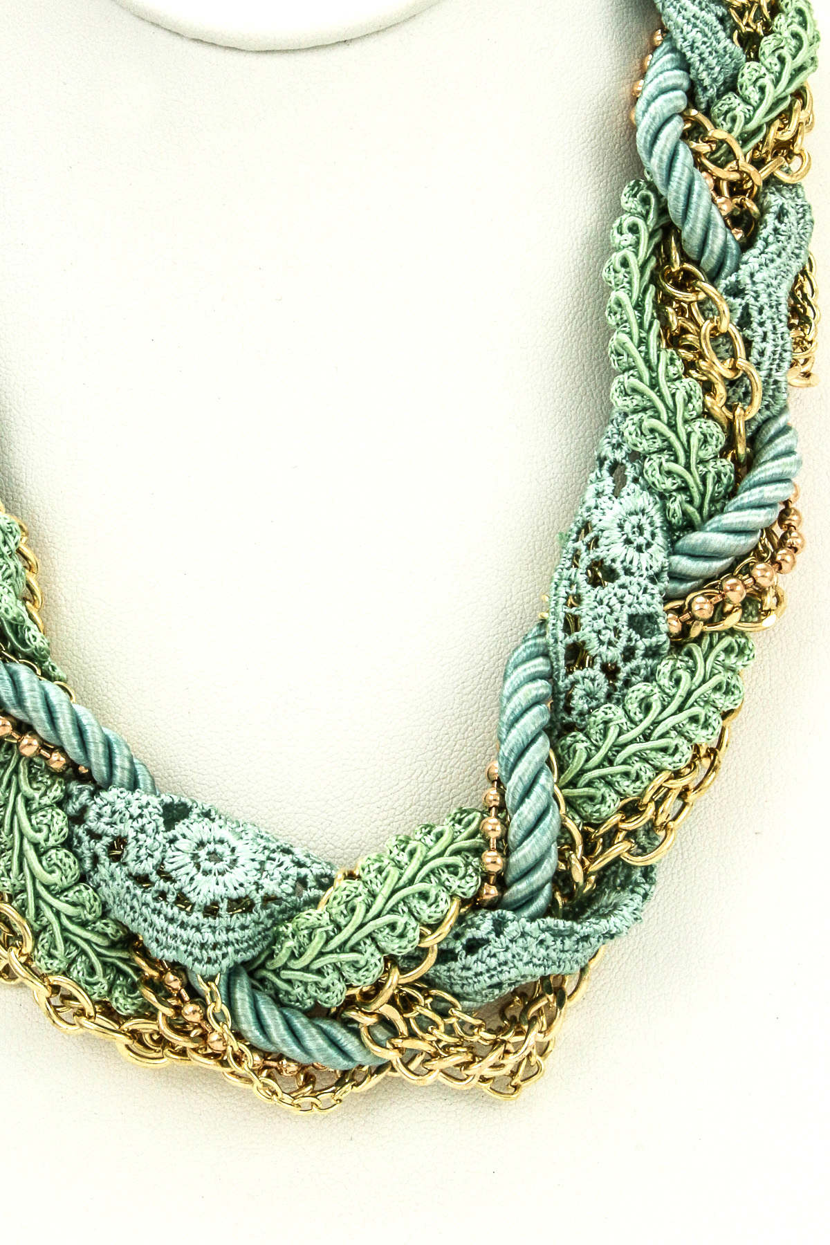 Braided Chain and Lace Necklace Set - Necklaces