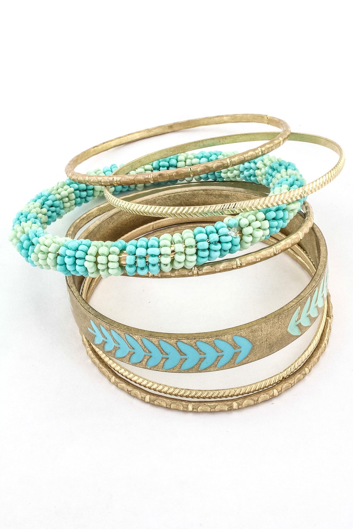 Laurel Leaf and Nepal Bangle Bracelet - Bracelets