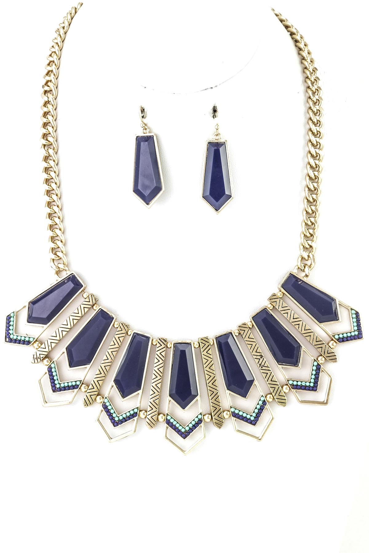 Angular Pentagon Necklace Set - Necklaces