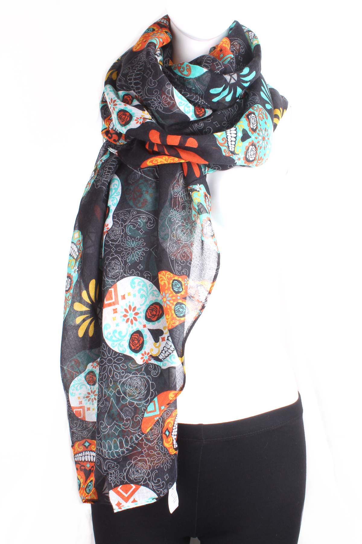 Woven Sugar Skull Blanket Scarf - Scarves
