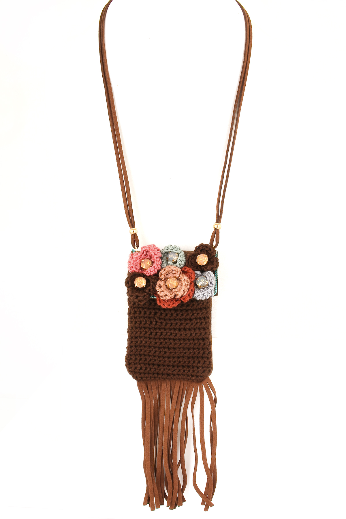 Knit Floral Pouch Necklace Necklaces