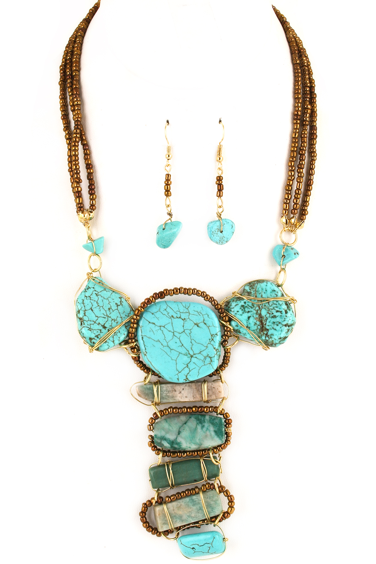 Wired Semi Precious Stone Necklace Set Necklaces