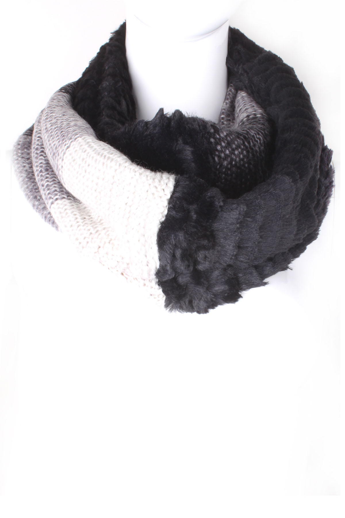 Download Color Block Fur Infinity Scarf - Scarves