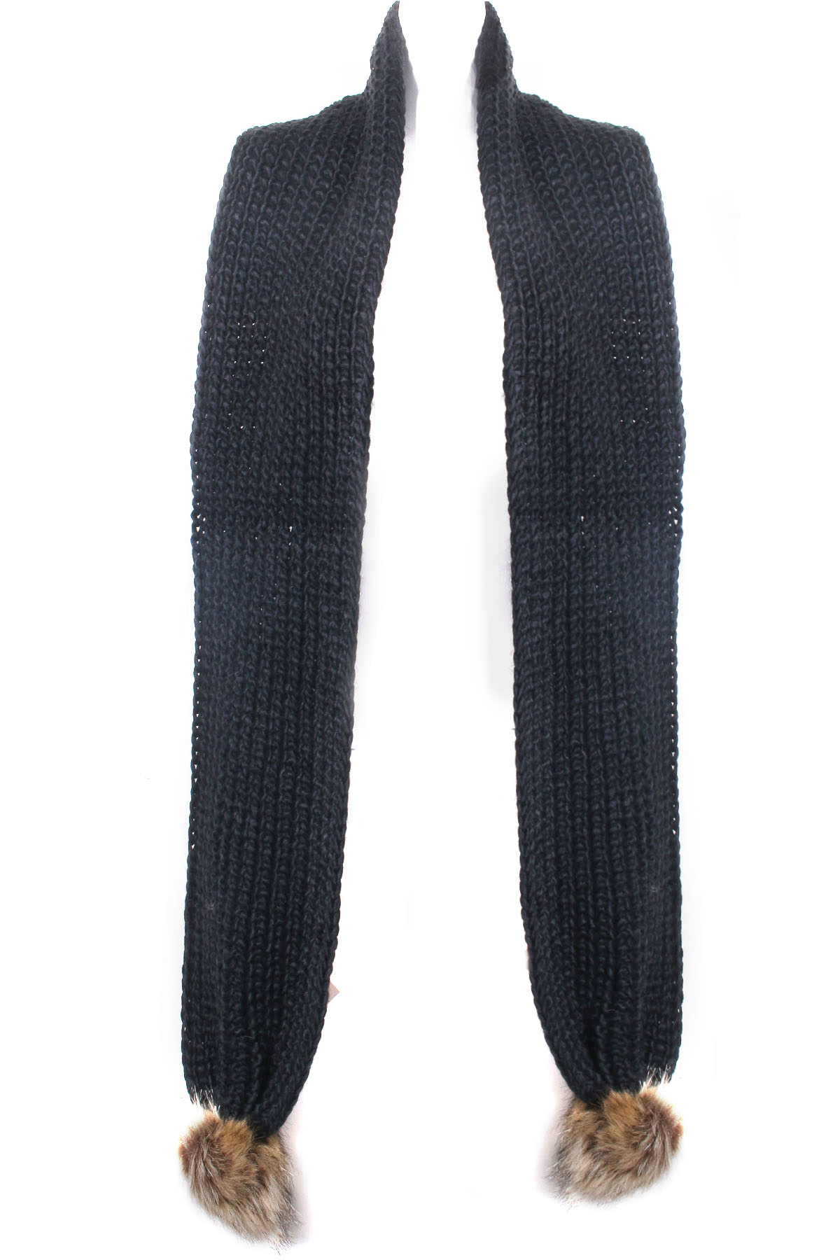 Knit Pom Pom Scarf - Scarves