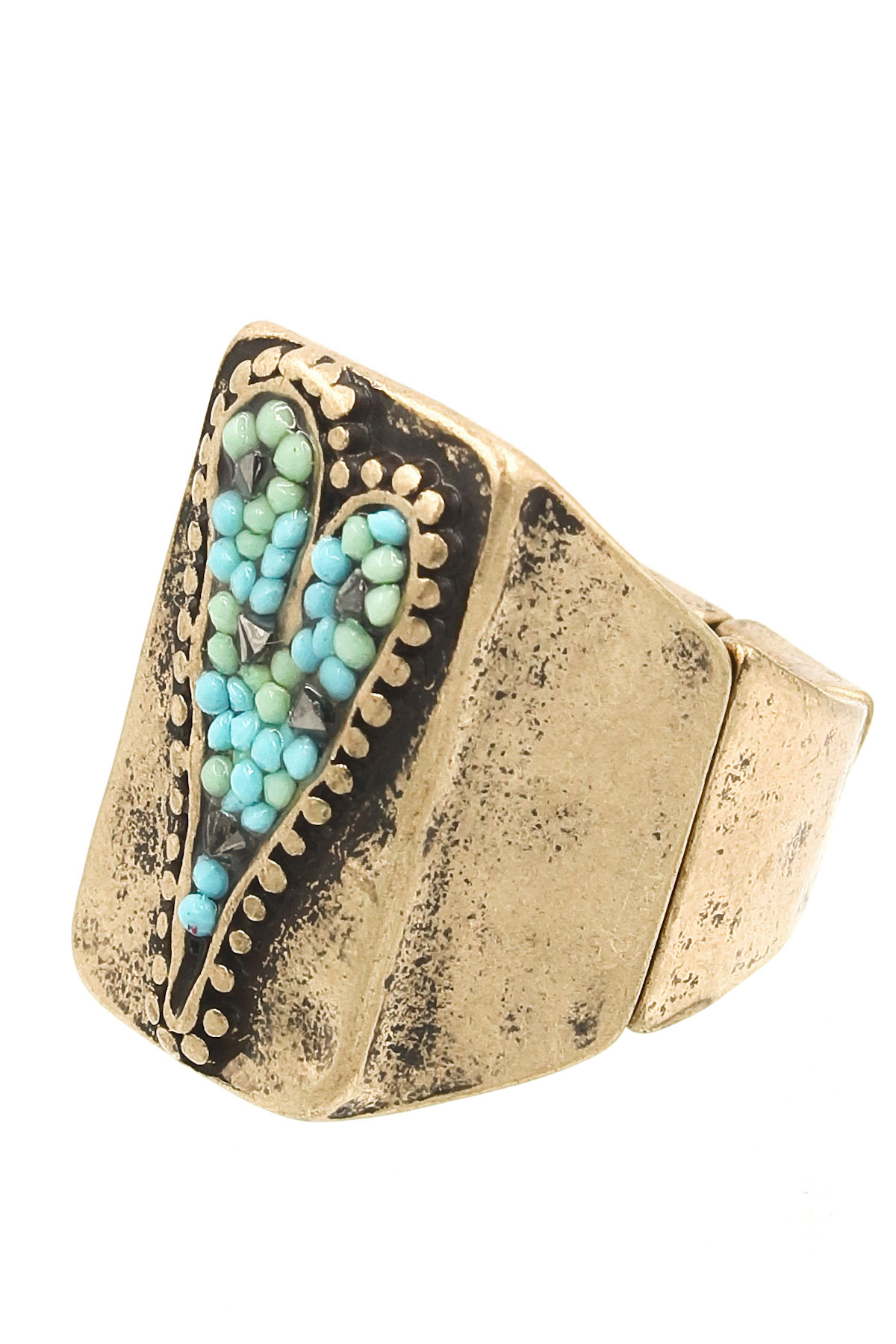 Download Metal Heart Chip Bead Stretch Ring - Rings