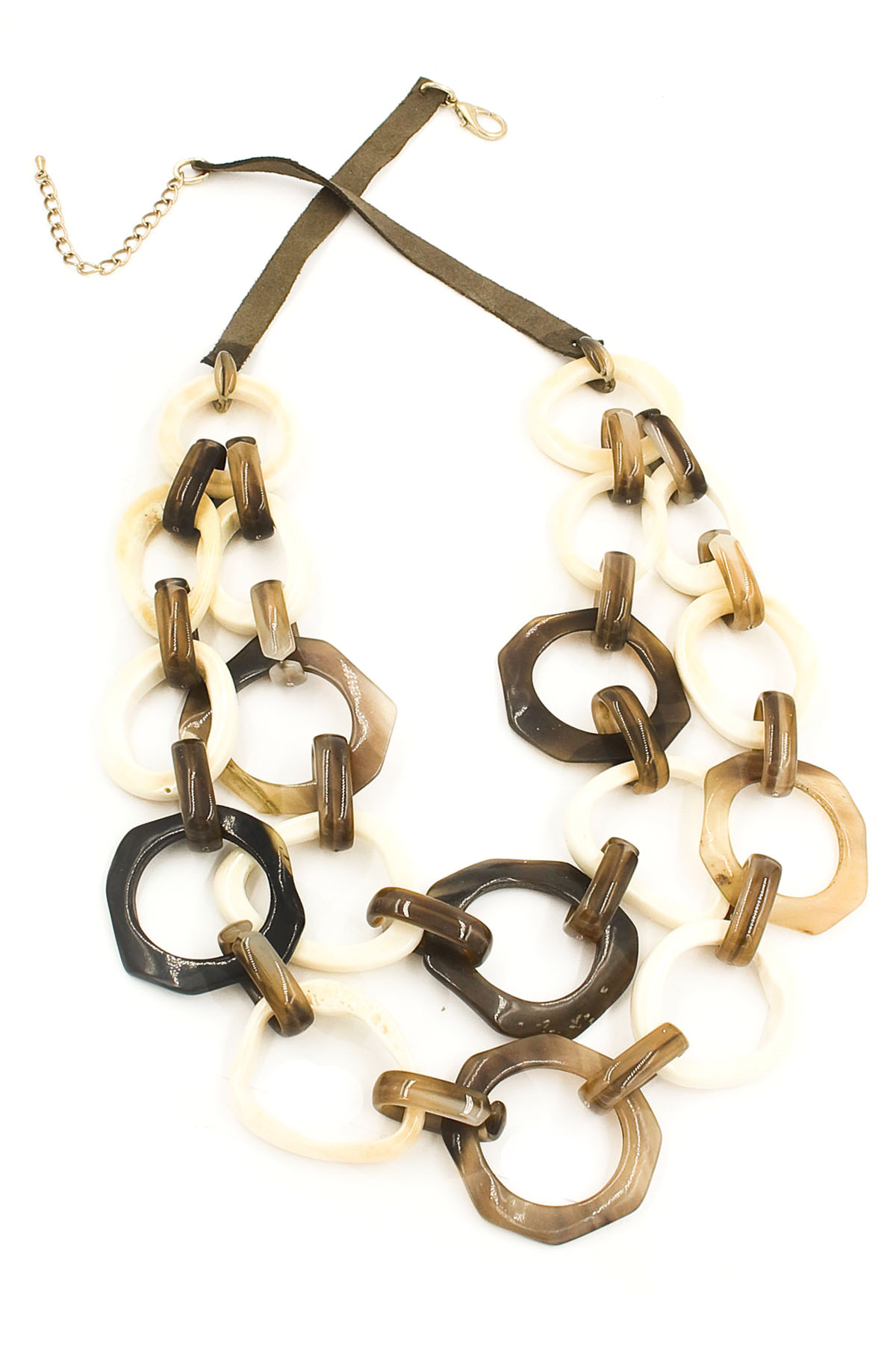 Ox Horn Disc/Octagon Cut Out Necklace - Necklaces