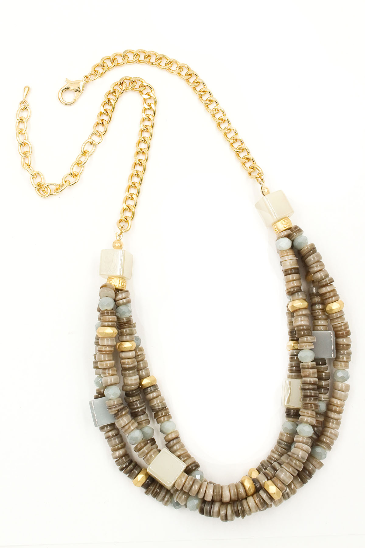 Woven Glass Bead/Shell Necklace - Necklaces
