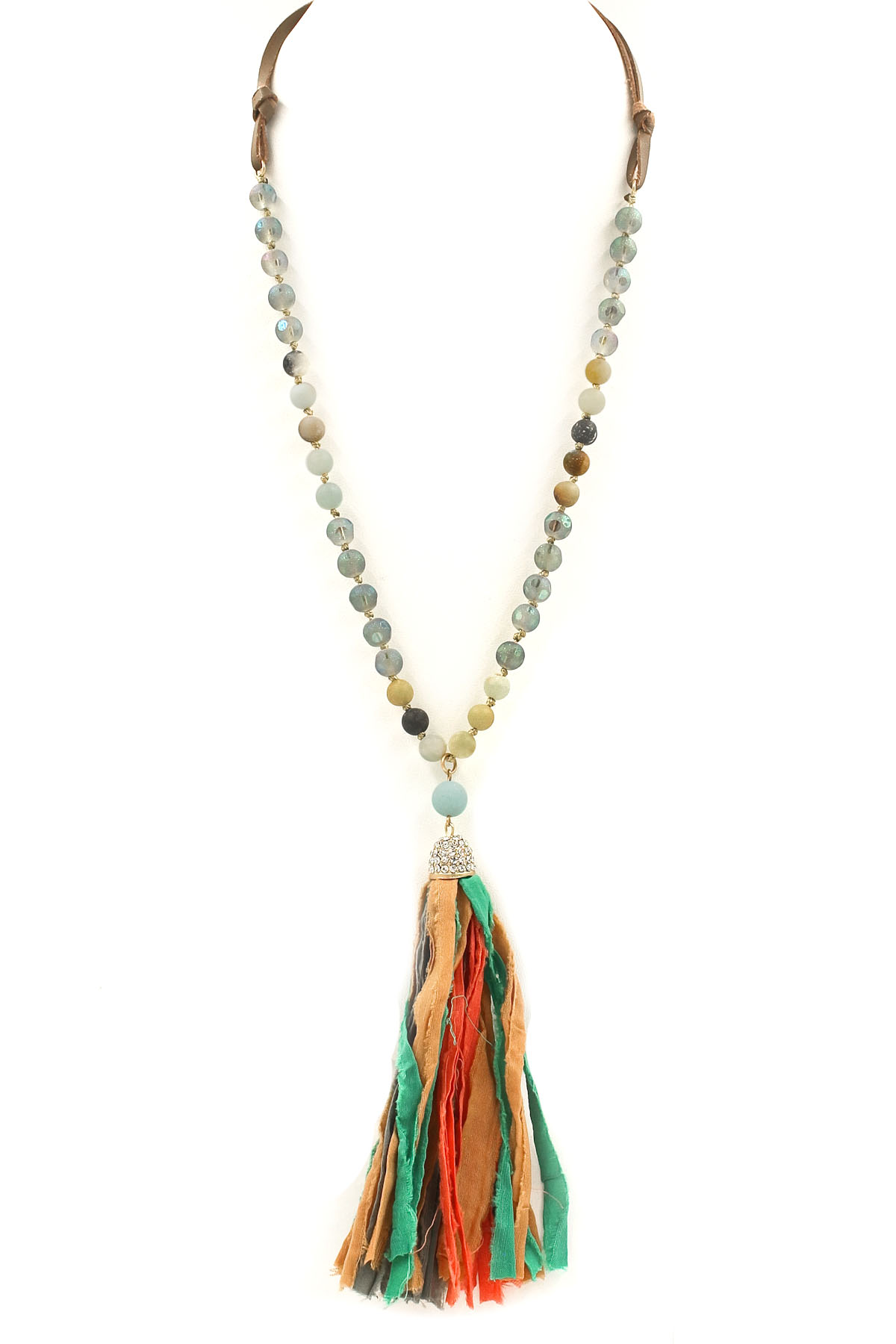 Fabric Tassel Long Necklace - Necklaces