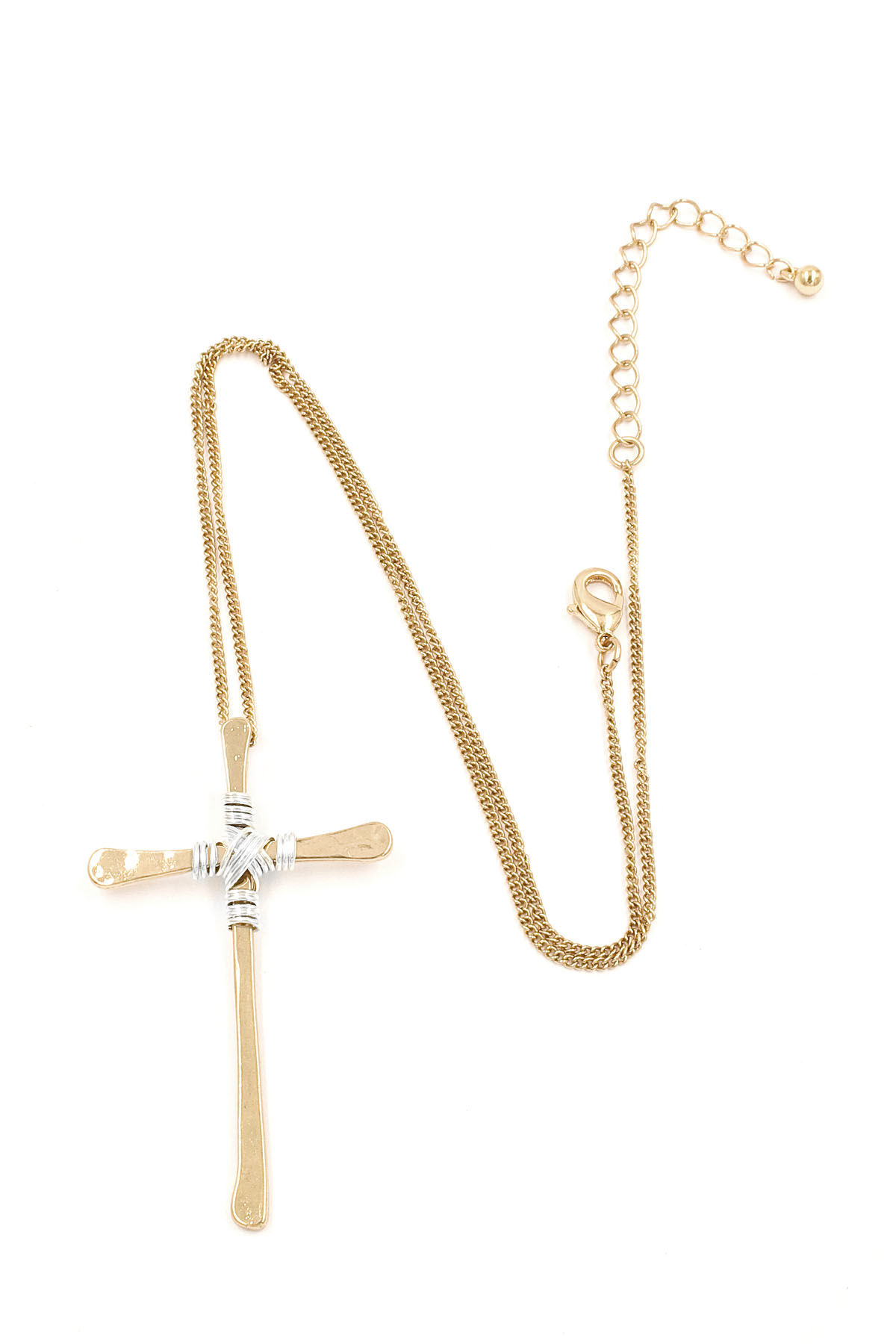 RHODIUM Metal Cross Necklace Set Necklaces