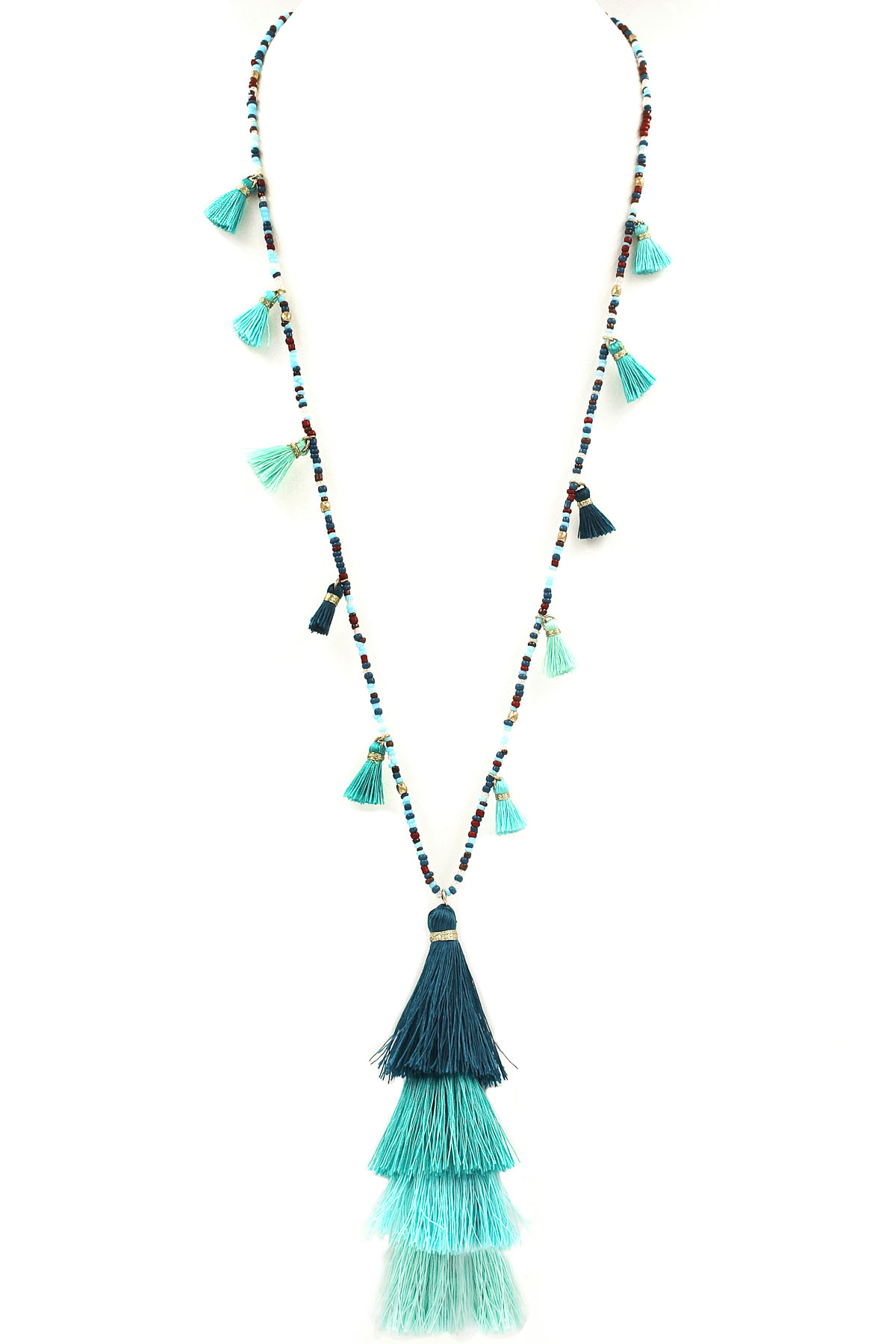 TEAL Cotton Tassel Fringe/Pendant Necklace Necklaces