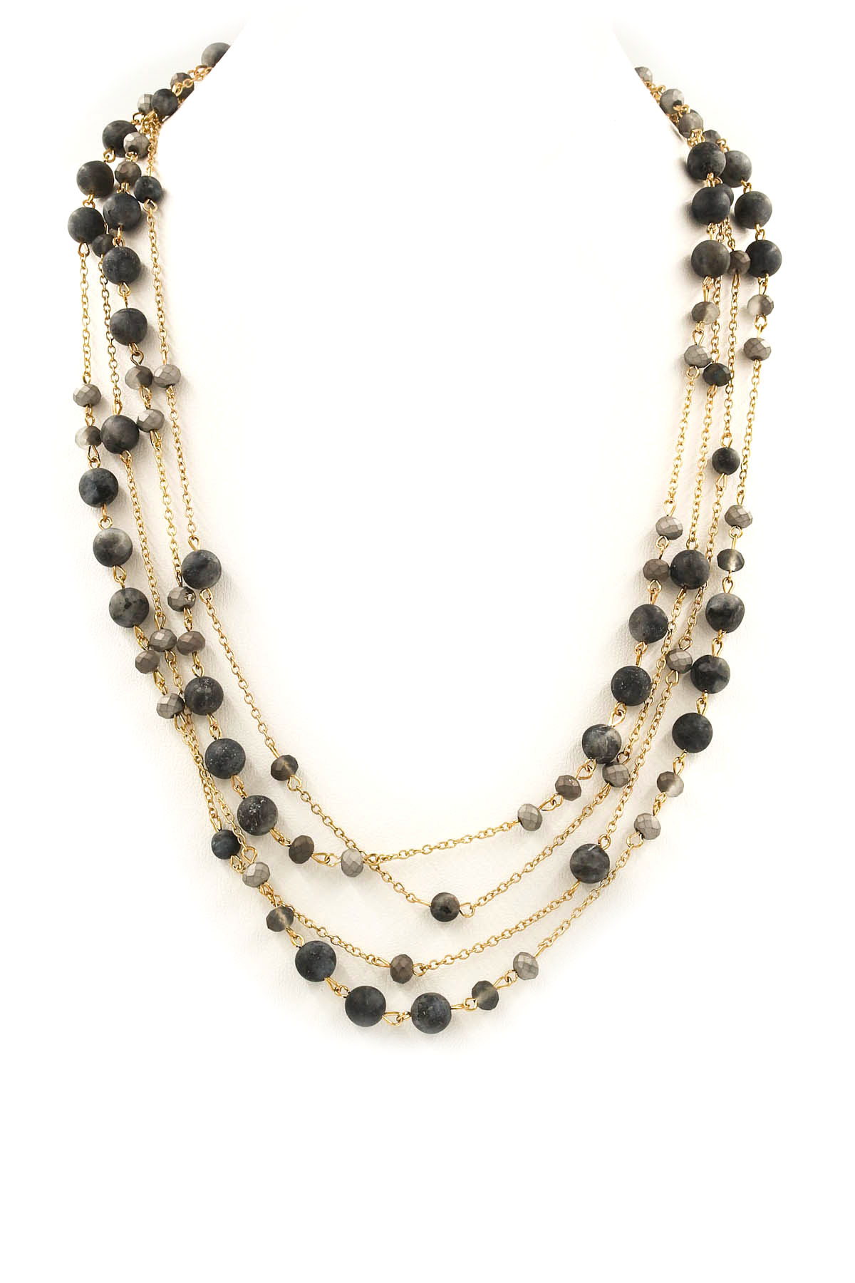 Semi-Precious Stone Faceted Bead Necklace - Necklaces
