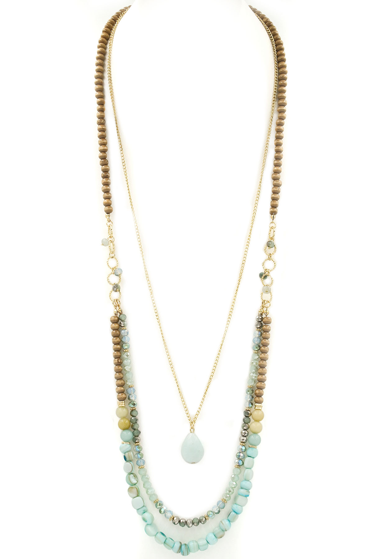 Layered Faceted Bead Necklace - Necklaces