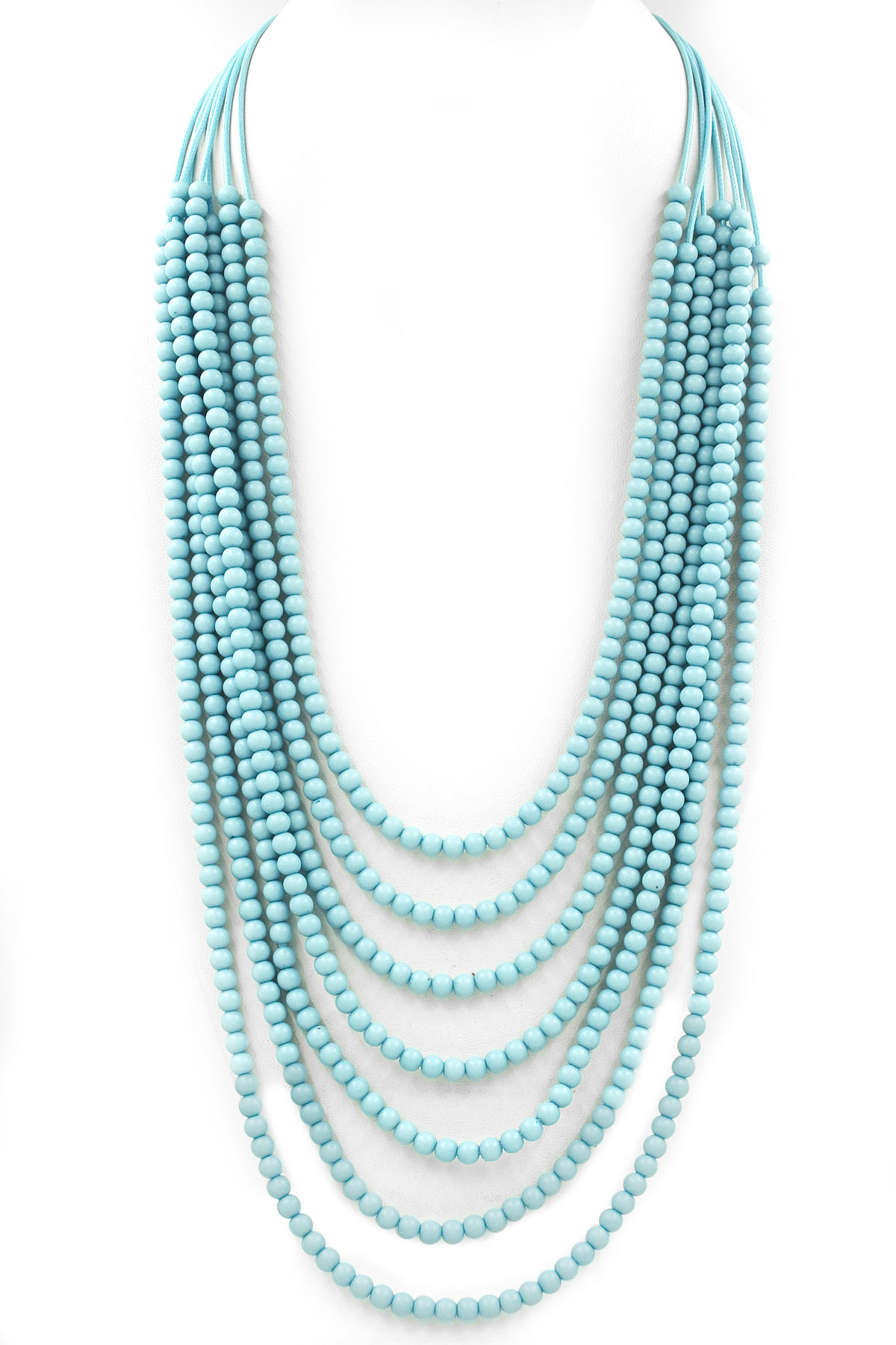 Layered Acrylic Bead Wax Cord Necklace Necklaces