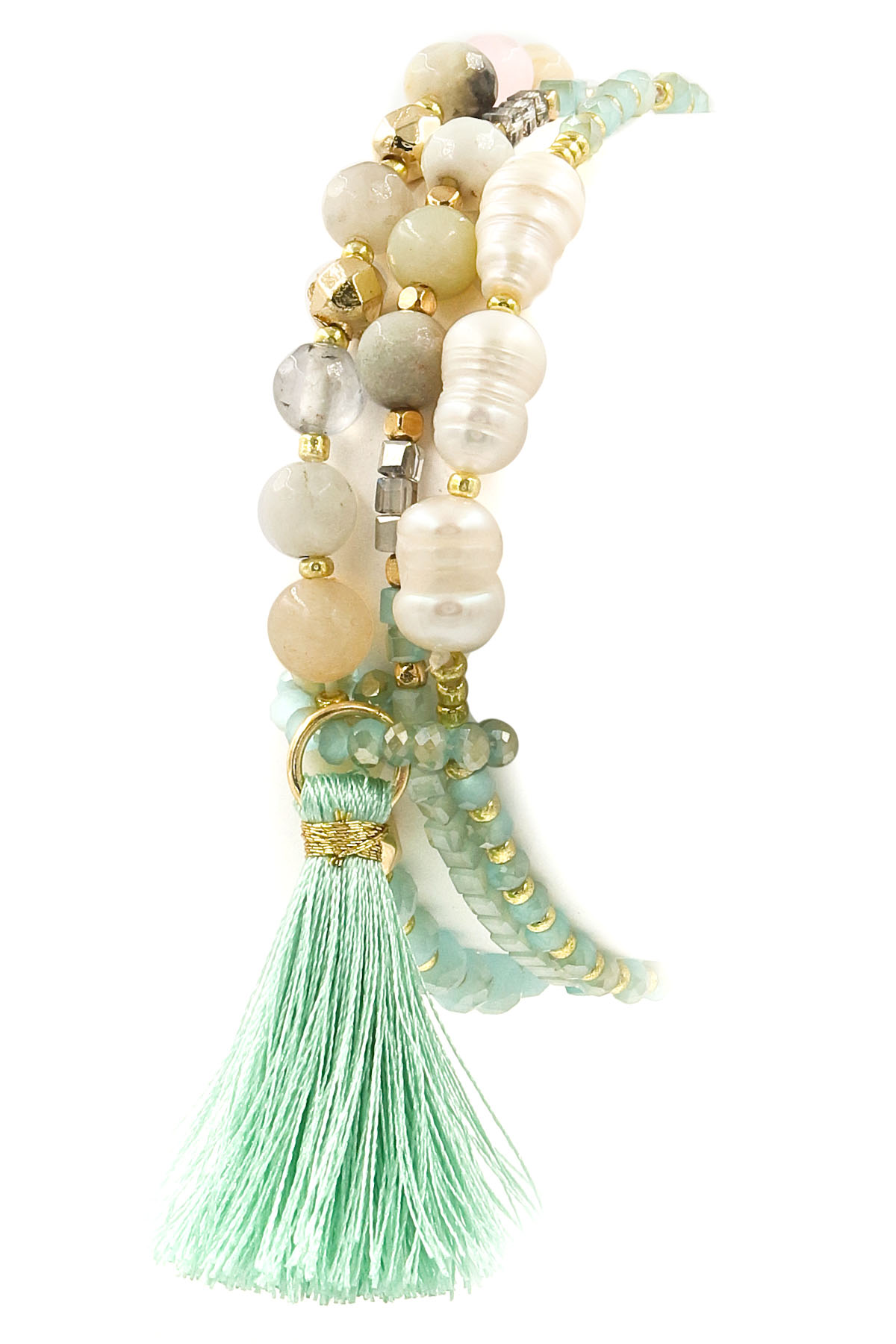 Glass Bead/Pearl Tassel Bracelet - Bracelets
