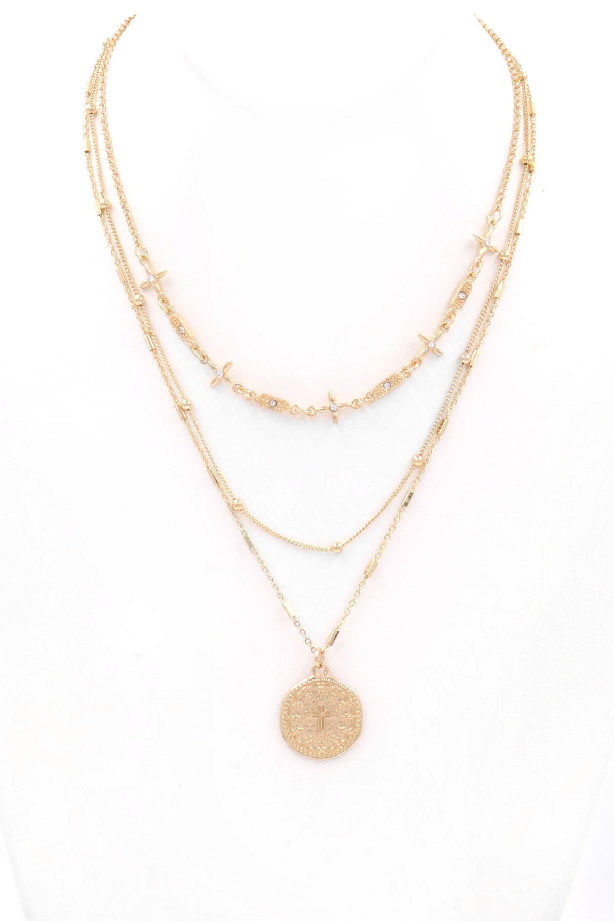 Layered Coin Charm Necklace - Necklaces