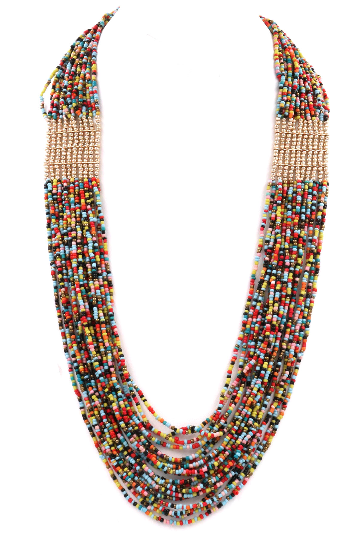 ORANGE Layered Seed Bead Necklace Necklaces