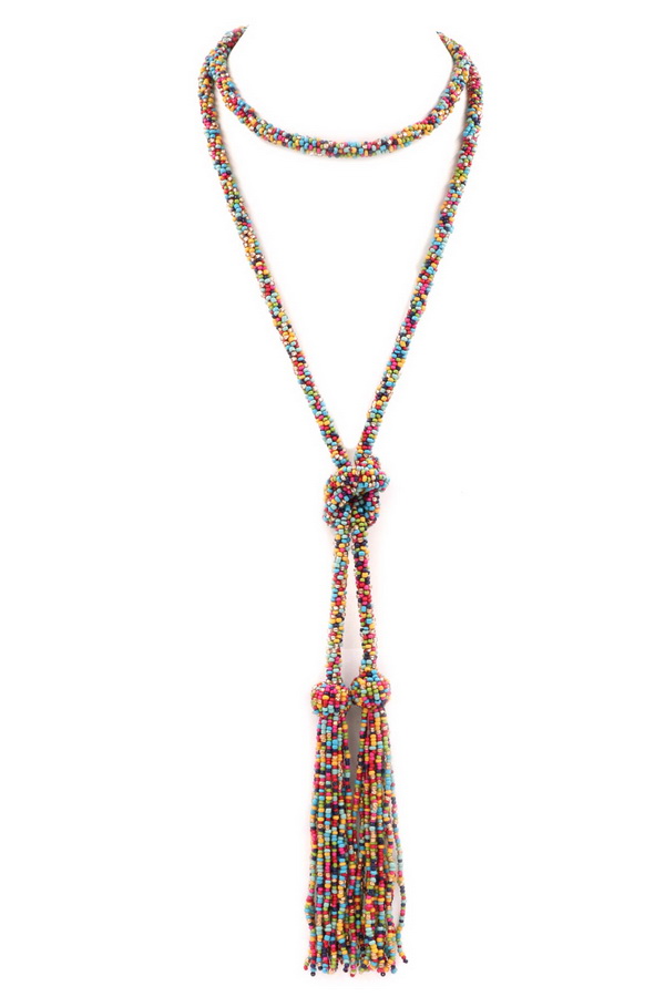 IVORY Knotted Bead Necklace Necklaces