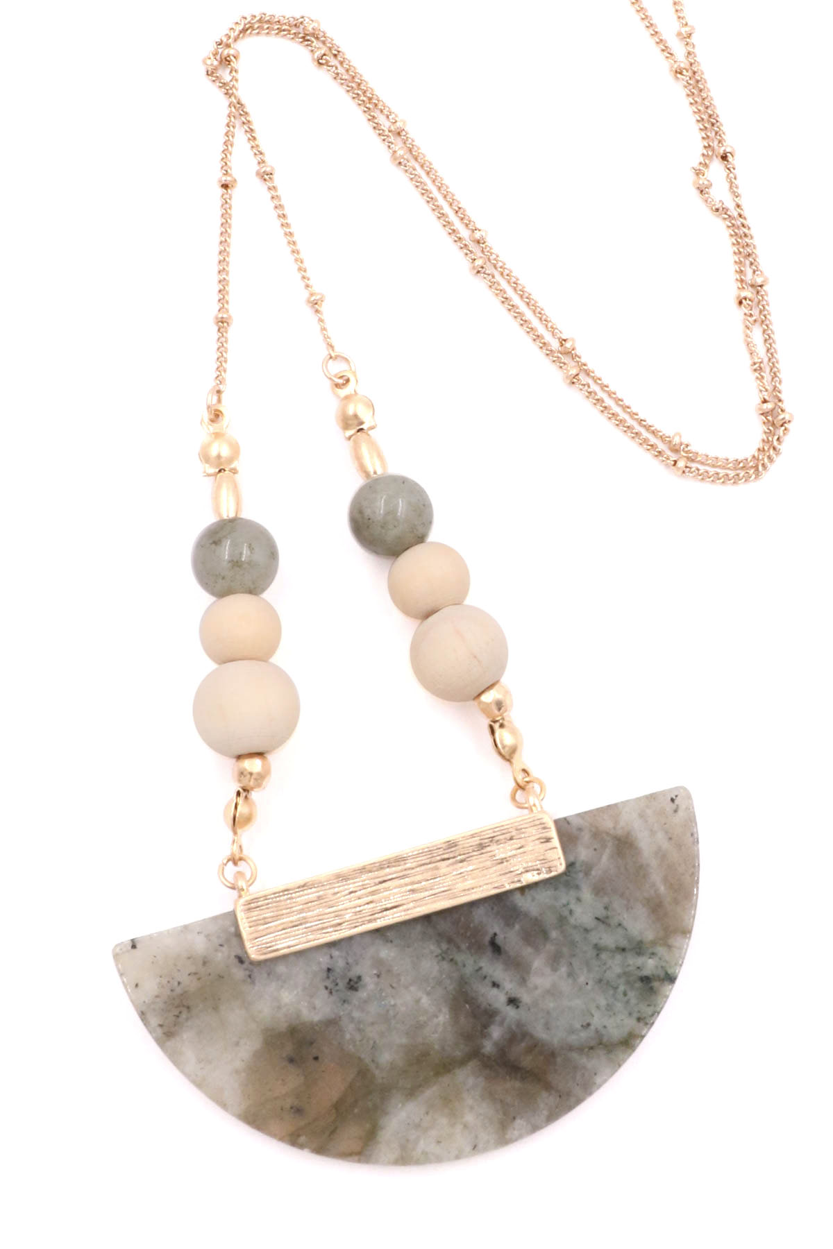 Half Circle Stone Pendant Necklace Necklaces