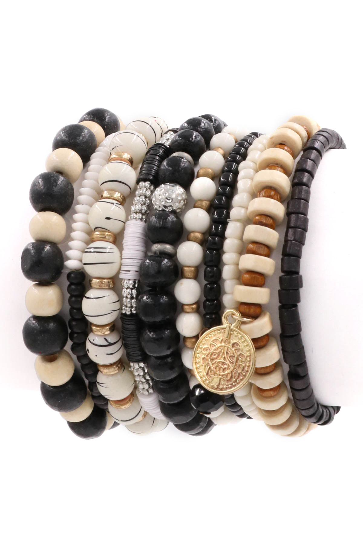 BLACK Assorted Bead Bracelet Set Bracelets