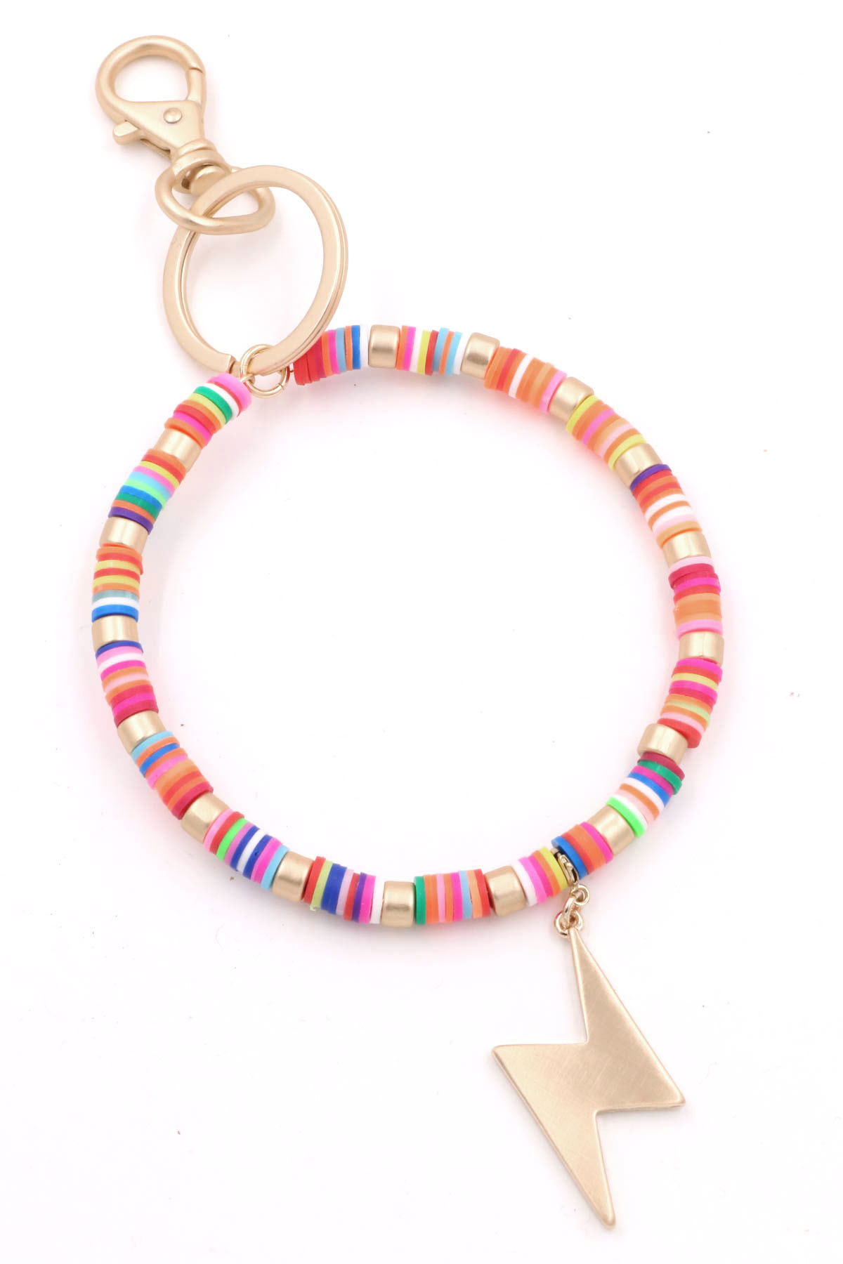 WHITE Rubber Bead Lightning Keychain Key Chains