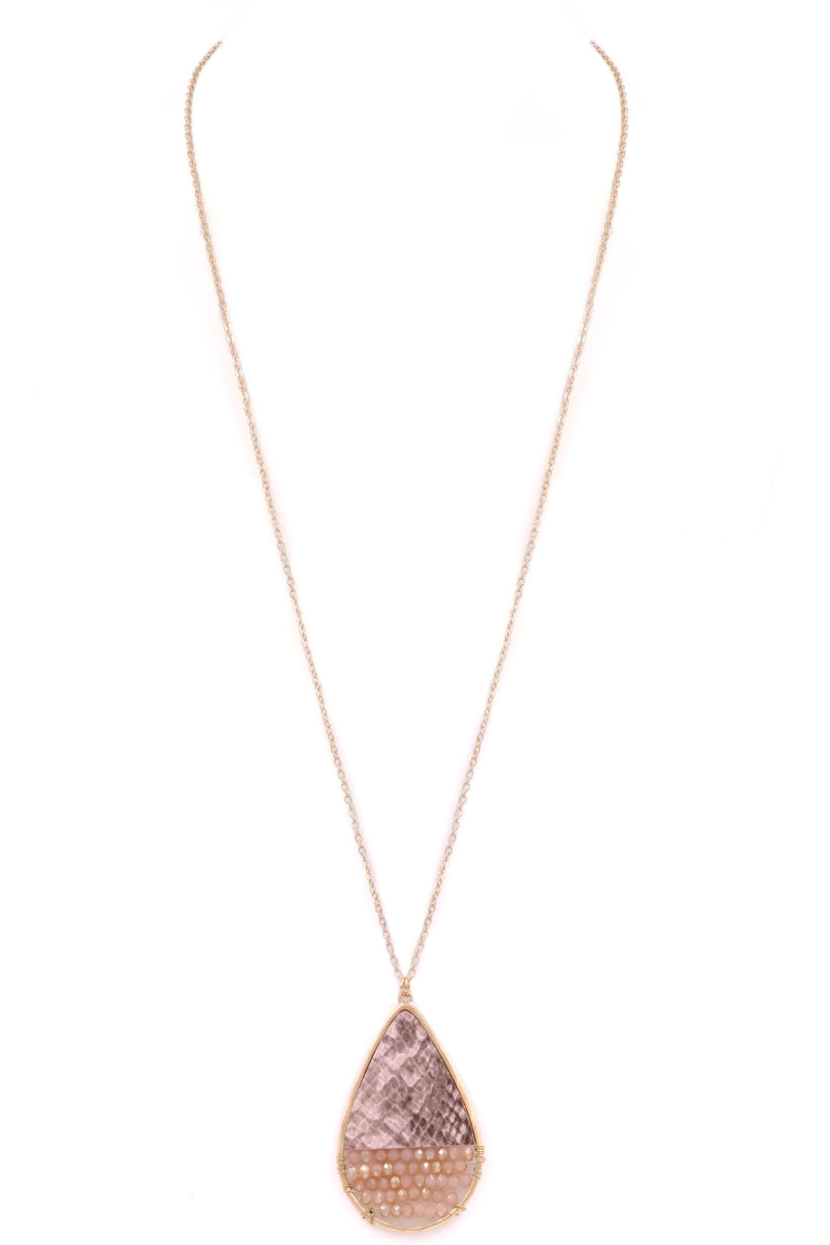PINK Teardrop Faux Leather Necklace Necklaces