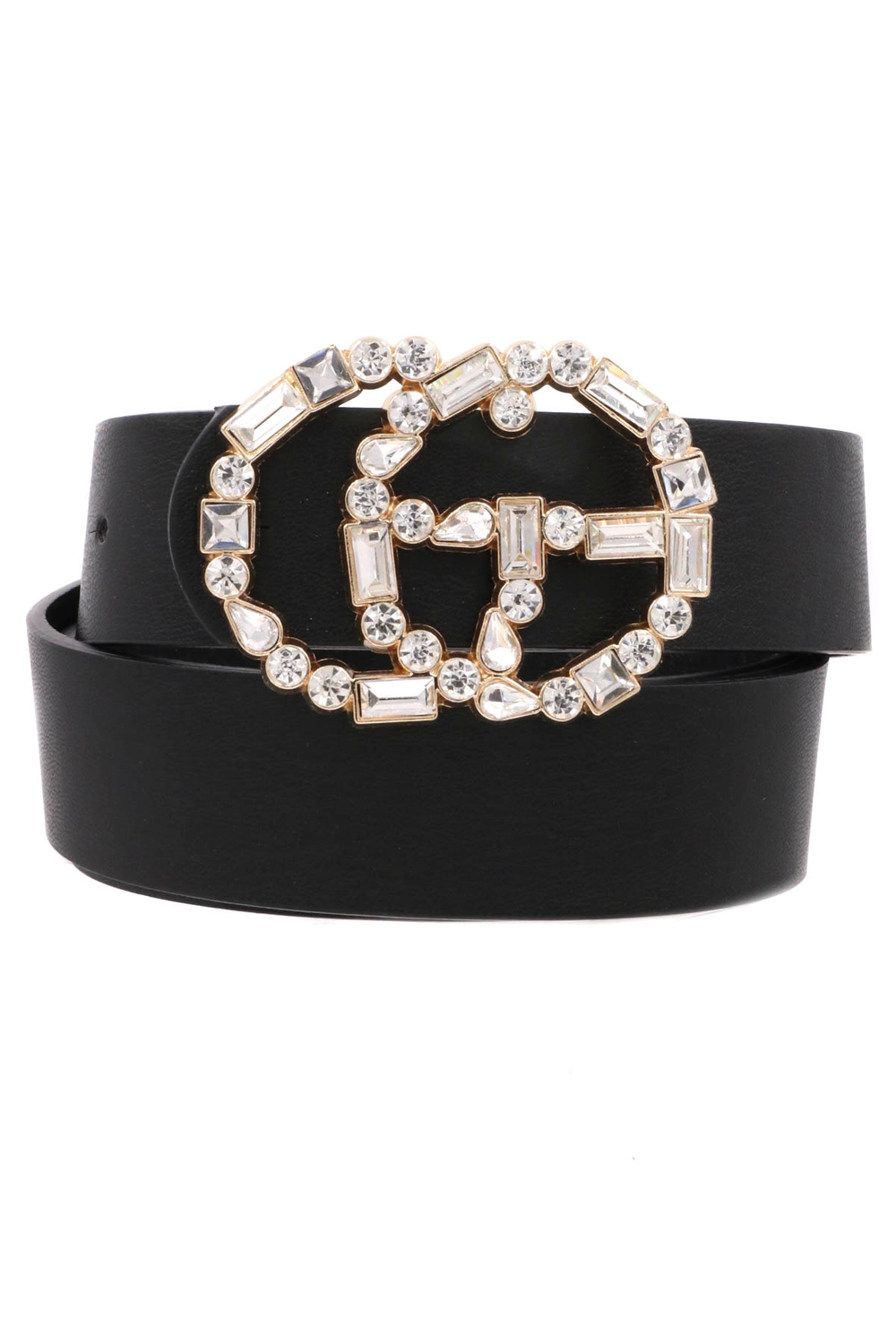 BLACK Rhinestone Buckle Belt - Belts