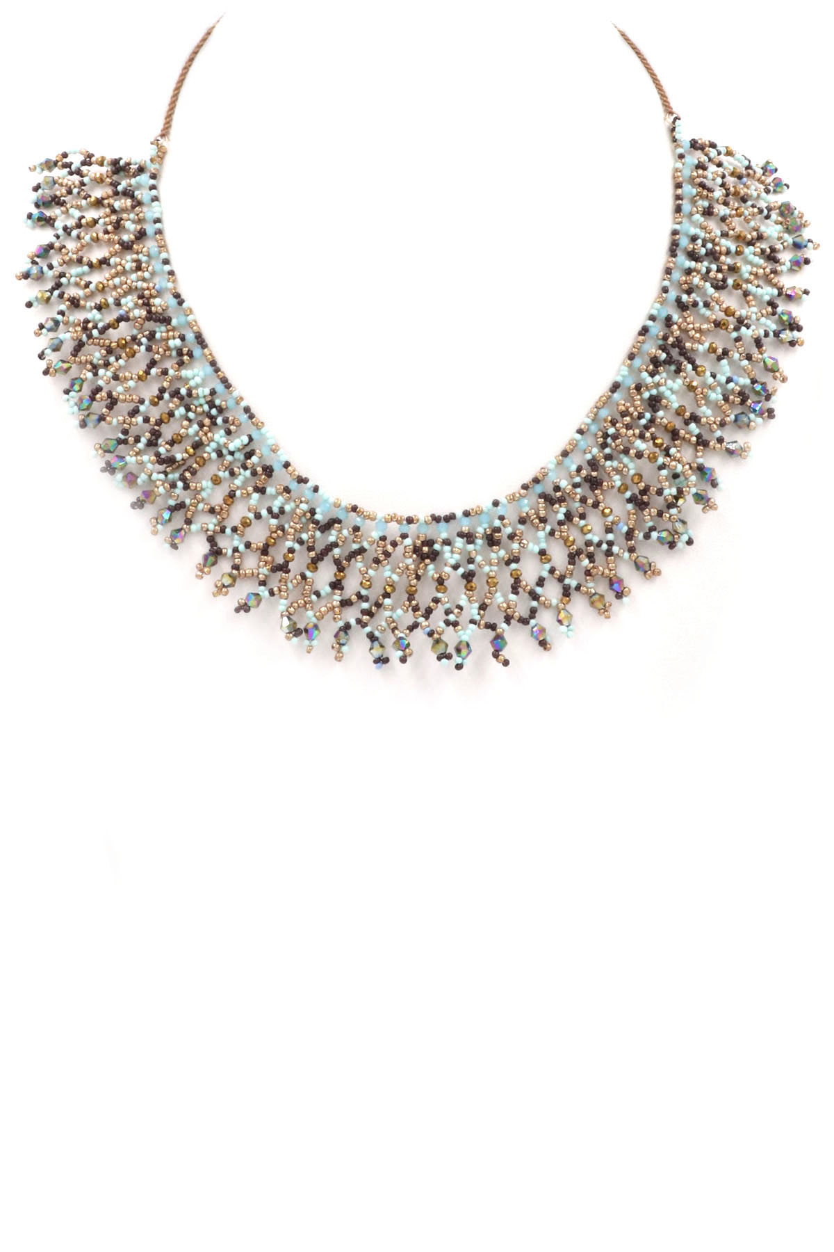 BLUE Seed Bead Bib Necklace Necklaces