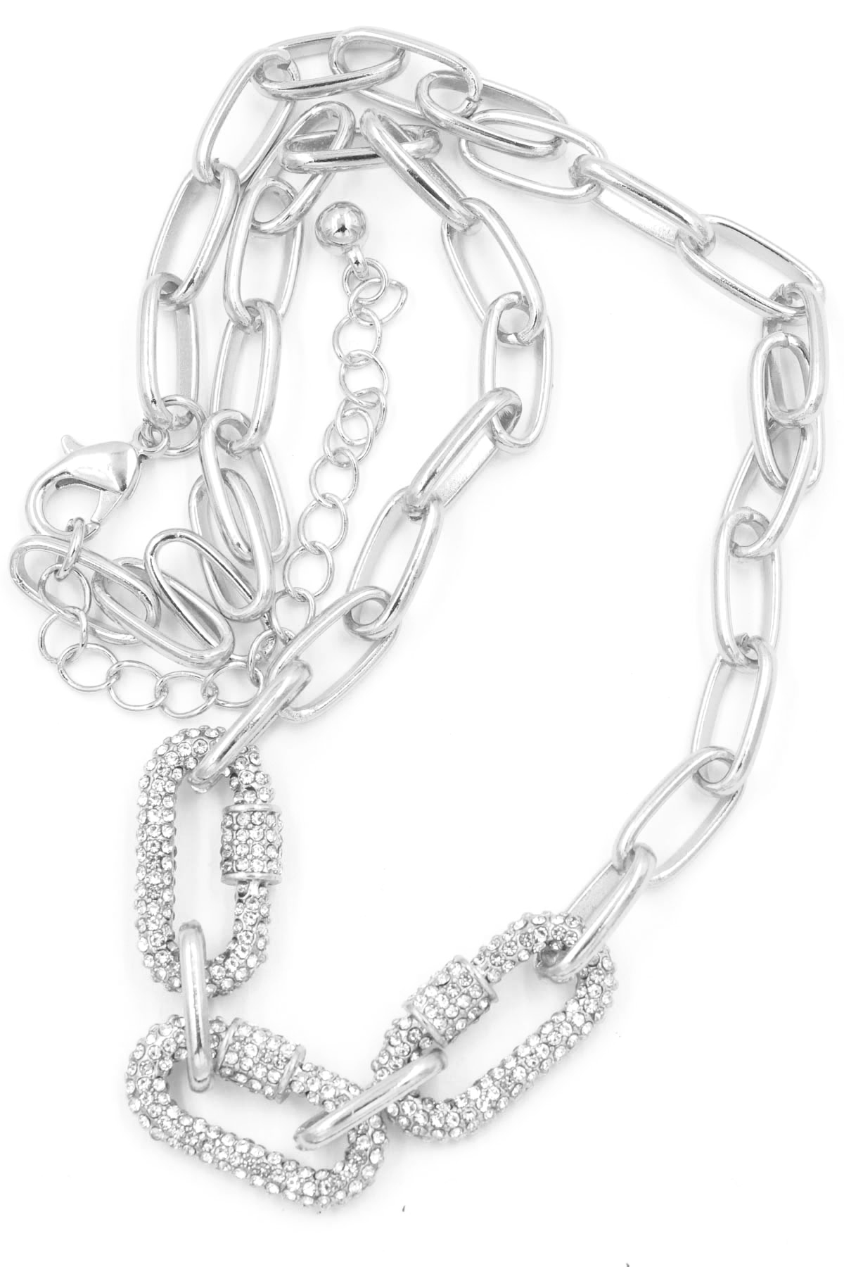 RHODIUM Rhinestone Link Necklace Necklaces