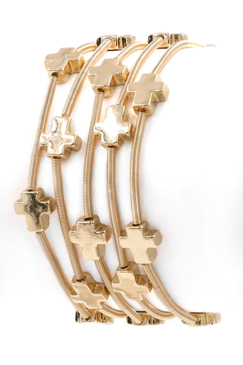 GOLD Cross Stretch Bracelet Set Bracelets