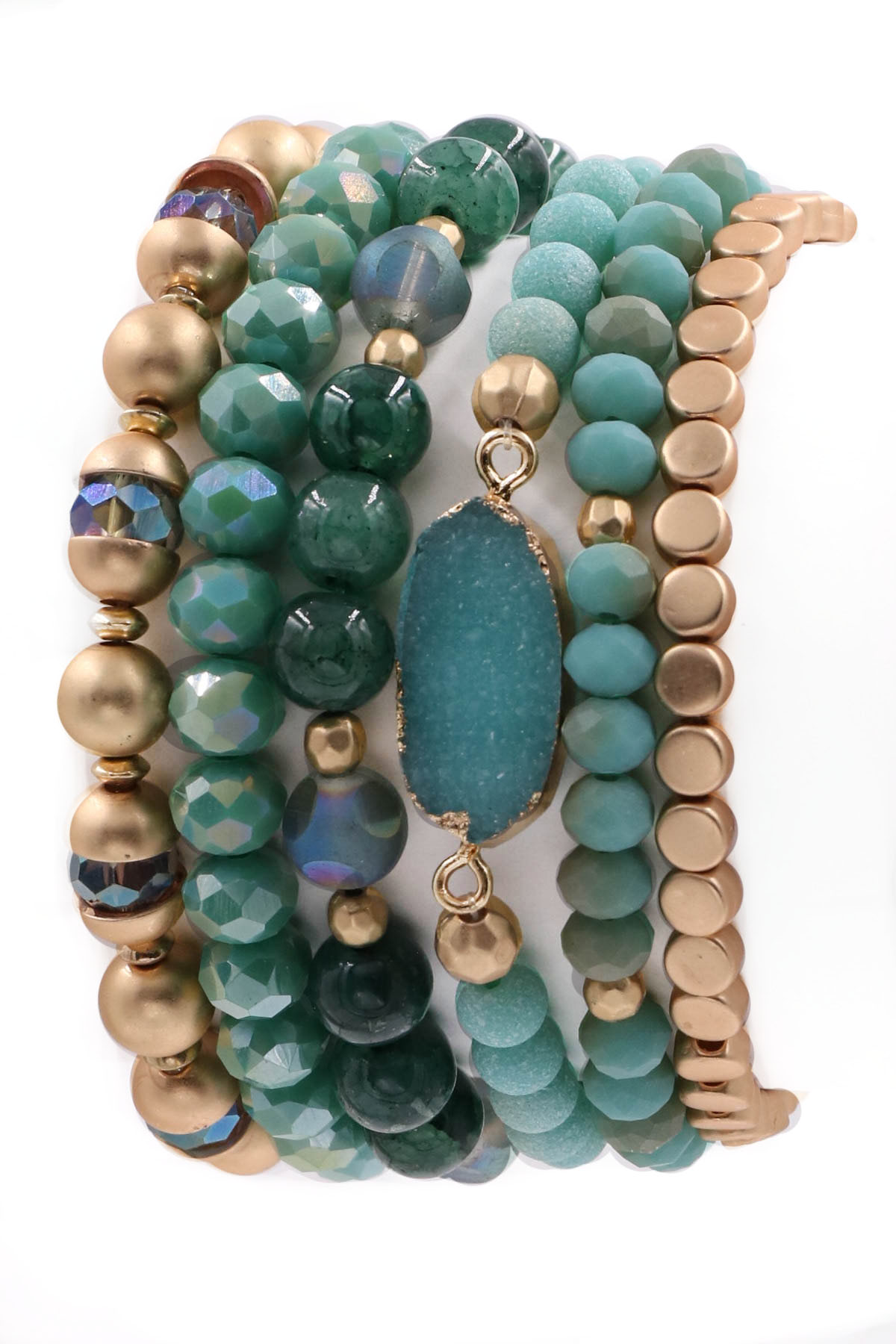 GREEN Assorted Bead Bracelet Set Bracelets