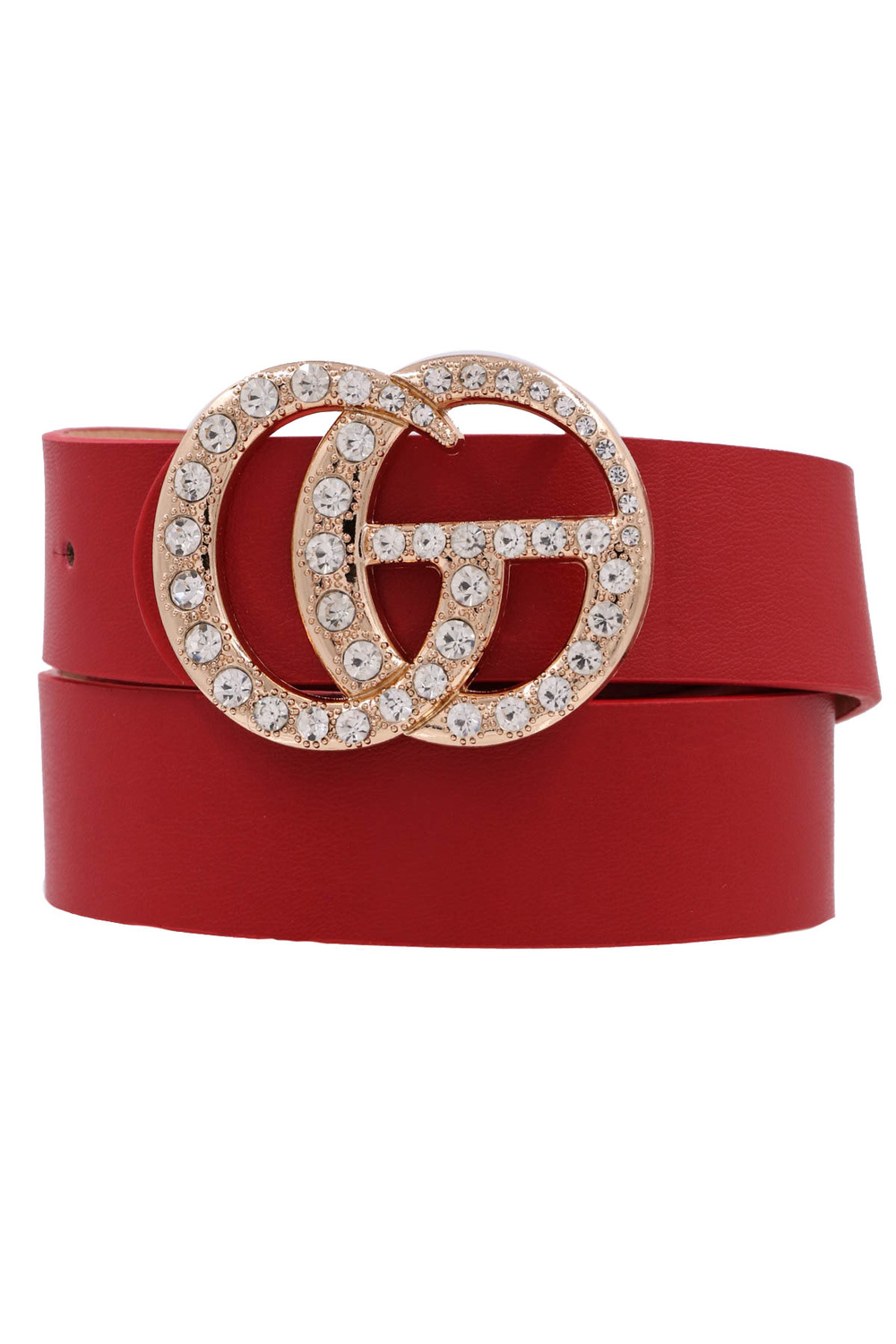 Belt - Ring Buckle Red Women's Belt - CALVADOSS Red/ Gold