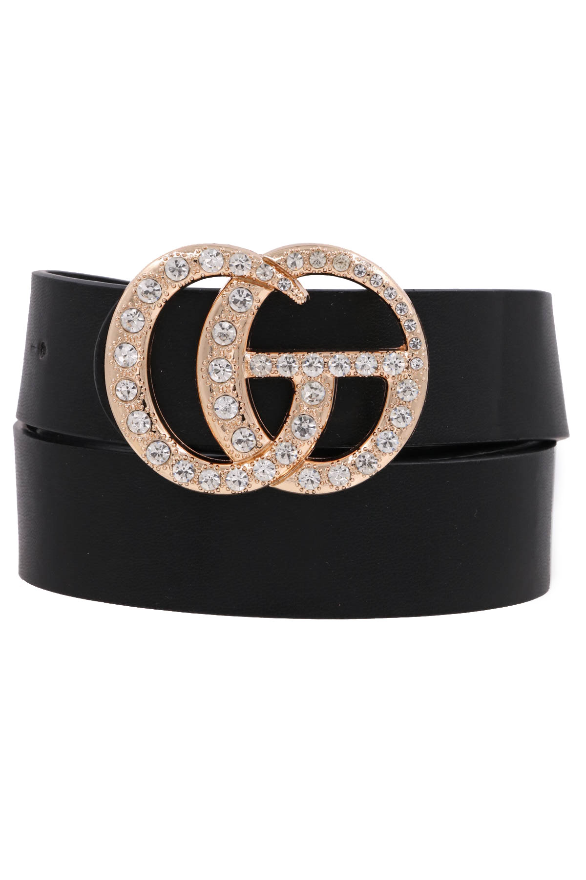 BLACK Rhinestone Buckle Belt - Belts