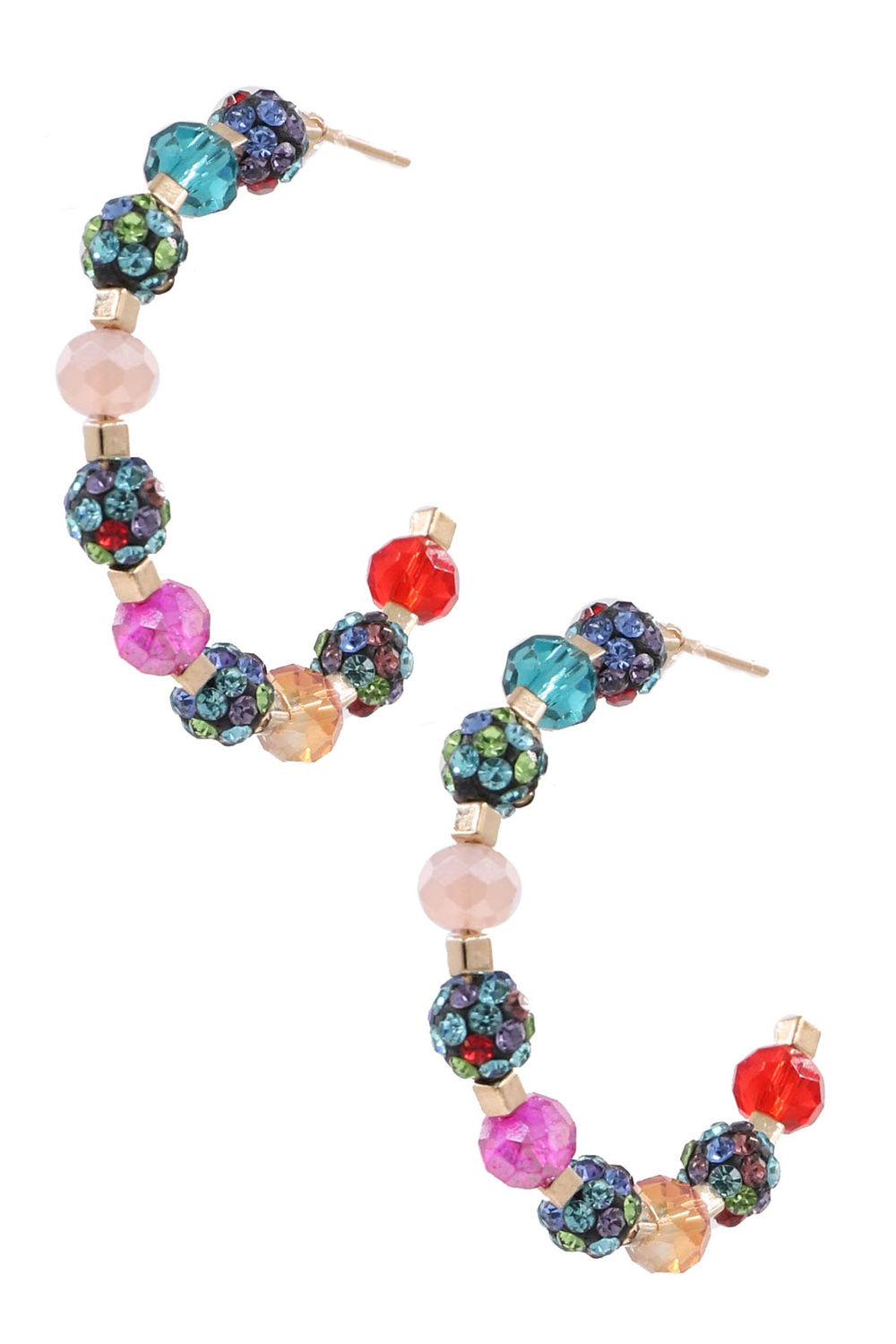 MULTI Pave Ball Hoop Earrings