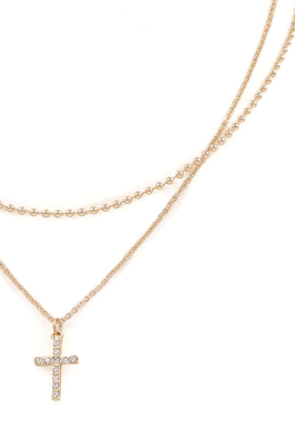 GOLD Rhinestone Cross Necklace - Necklaces