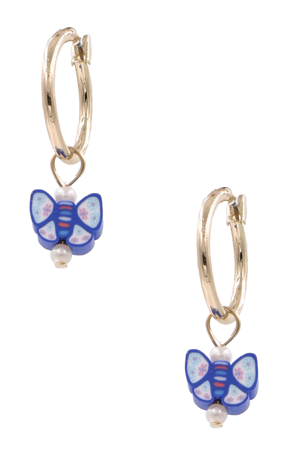 BLUE Butterfly Hoop Earrings
