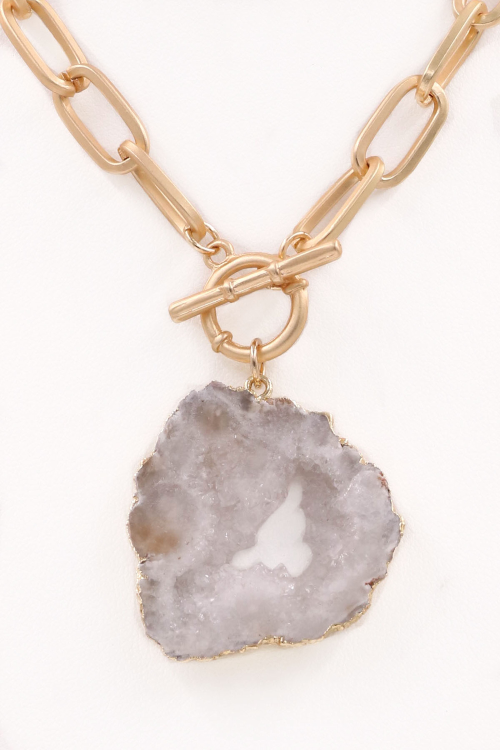 WHITE Stone Pendant Necklace - Necklaces