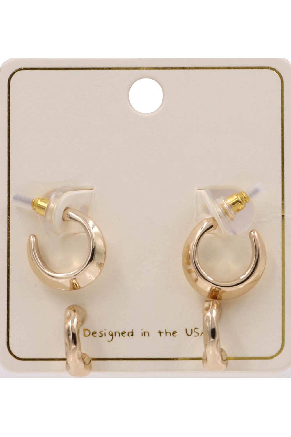 GOLD Metal Crescent Hoop Earrings