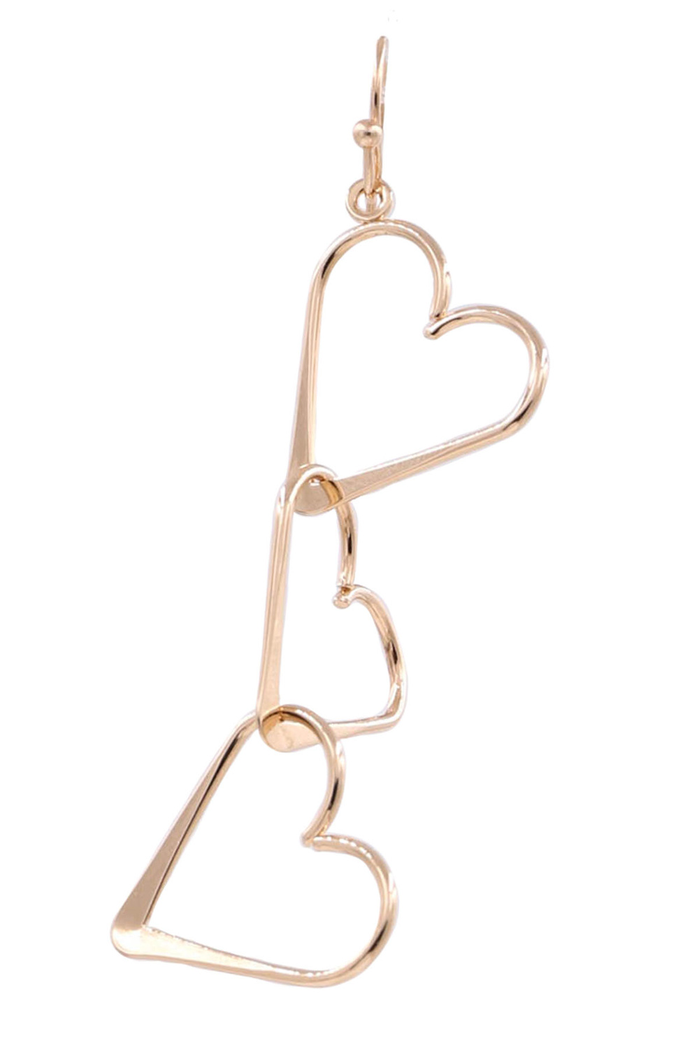 GOLD Metal Heart Stack Drop Earrings