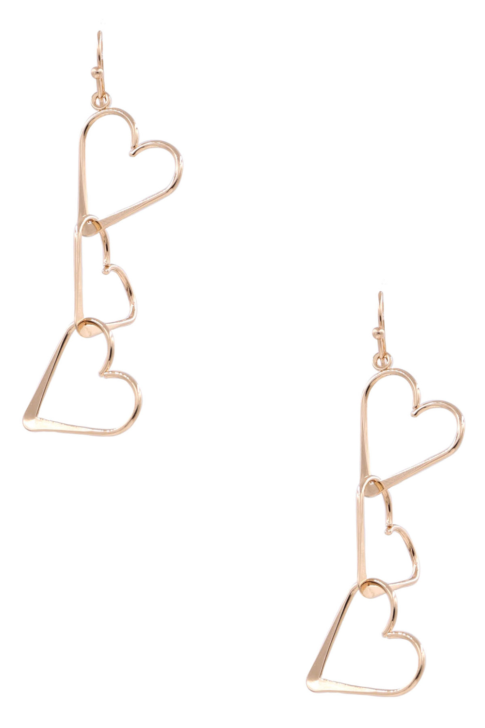 GOLD Metal Heart Stack Drop Earrings