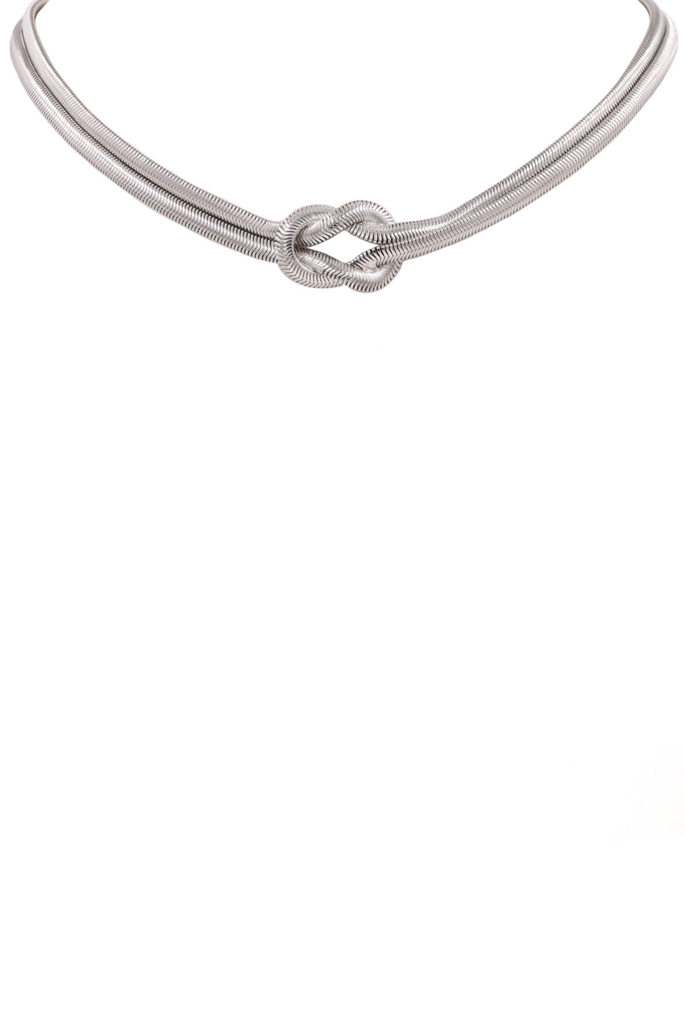 ☆Hei☆ knot chain necklace HE24FANFW569XXFR 2 PACK Silver Knot Chain Choker Necklace | Yours Clothing