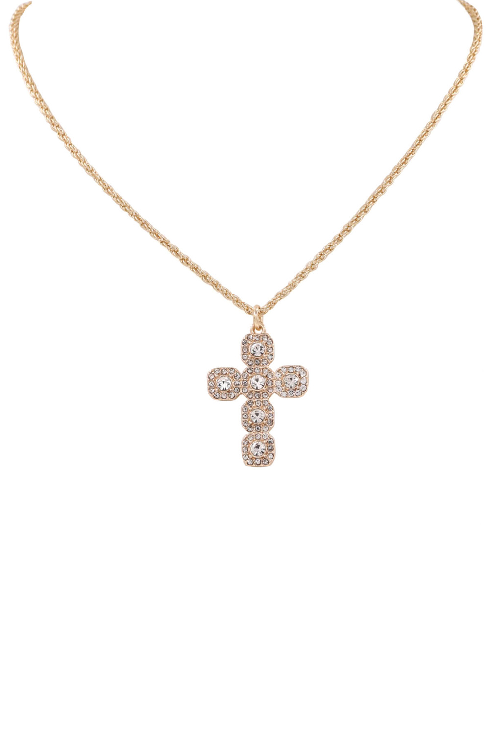 Gold rhinestone sales cross necklace