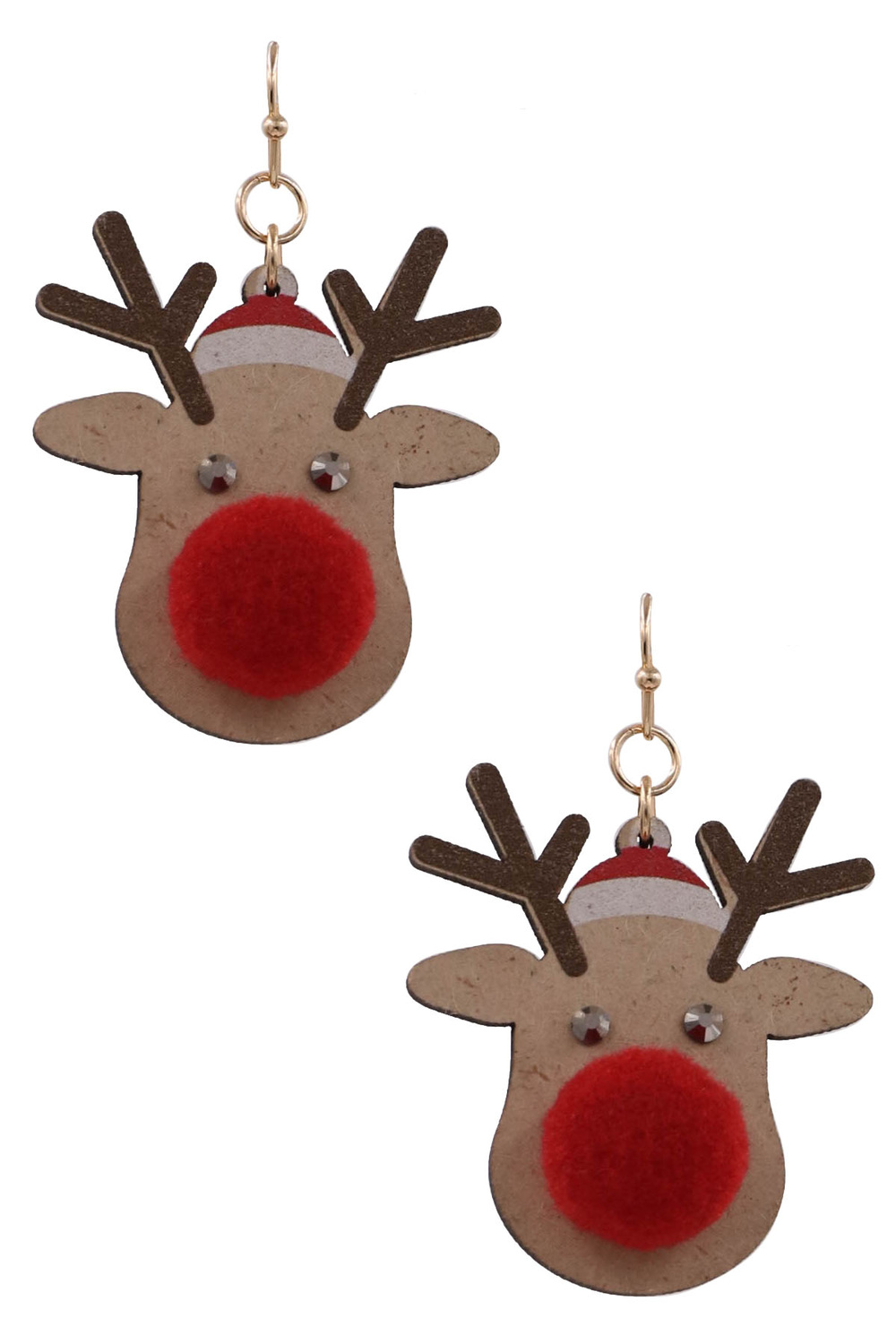 MULTI Metal Red Nose Reindeer Dangle Earrings