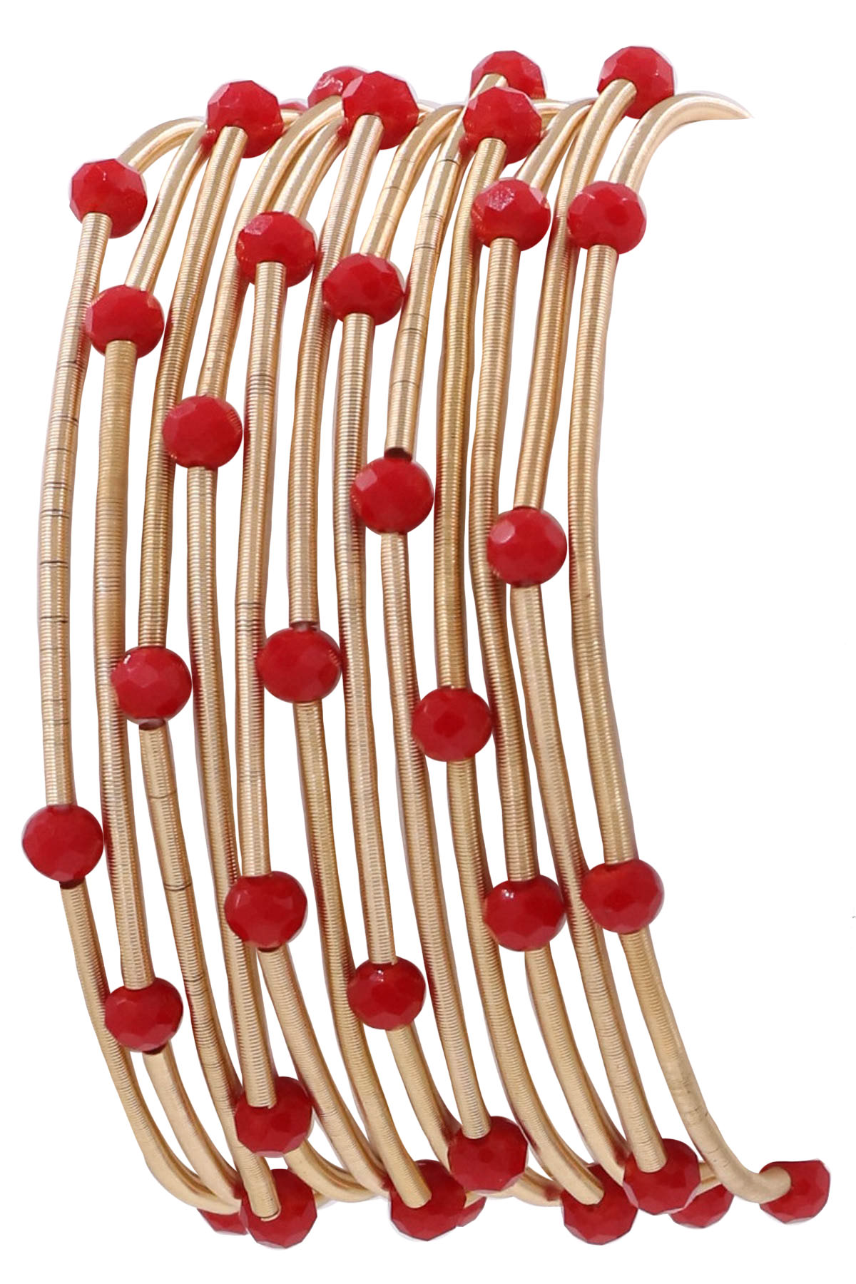 Faceted Bead Stretch Coil Bracelet