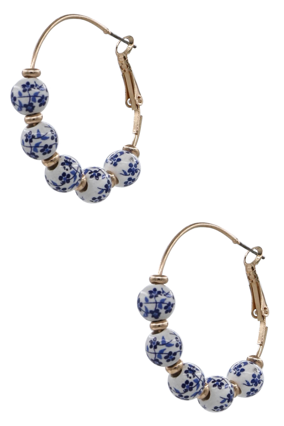 Gold Dipped Floral Ceramic Hoop Earrings