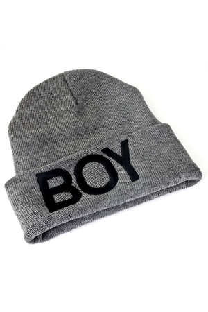 Knit Embroidered BOY Beanie