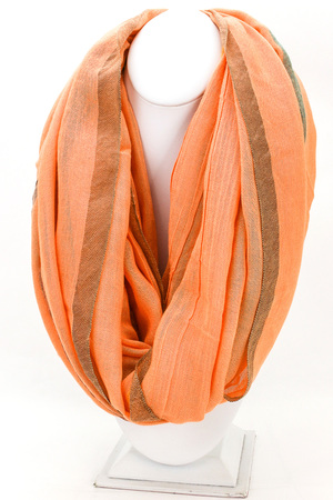 Woven Stripe Print Infinity Scarf