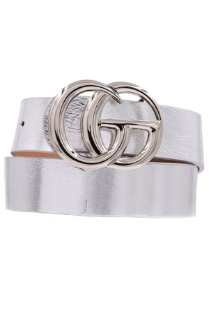Metal Buckle Faux Leather Belt