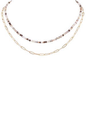 Faceted Bead Layered Chain Necklace