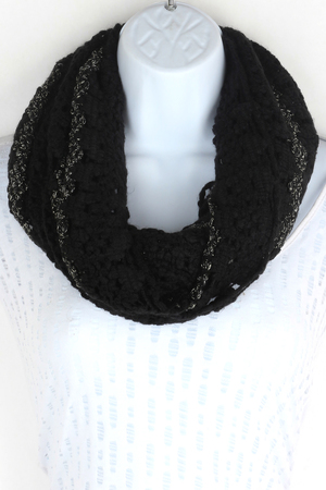 Knitted Metallic Threaded Infinity Scarf