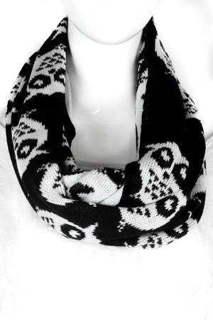 Knit Panda Print Infinity Scarf